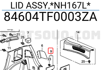 Honda 84604TF0003ZA LID ASSY,*NH167L*