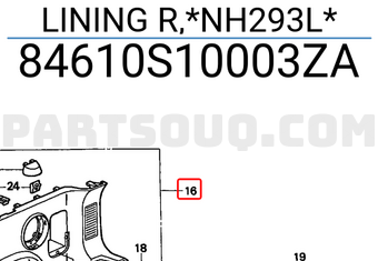 Honda 84610S10003ZA LINING R,*NH293L*