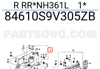 Honda 84610S9V305ZB R RR*NH361L 1*