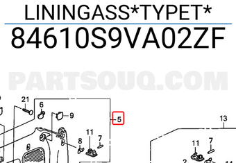 Honda 84610S9VA02ZF LININGASS*TYPET*