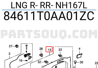 Honda 84611T0AA01ZC LNG R- RR- NH167L