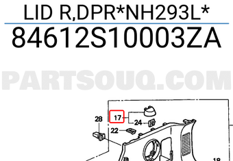 Honda 84612S10003ZA LID R,DPR*NH293L*