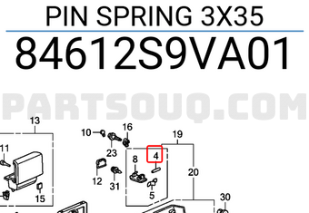 Honda 84612S9VA01 PIN SPRING 3X35