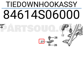 Honda 84614S06000 TIEDOWNHOOKASSY