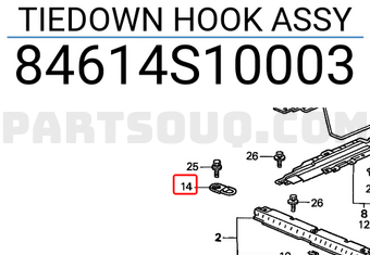Honda 84614S10003 TIEDOWN HOOK ASSY
