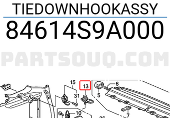 Honda 84614S9A000 TIEDOWNHOOKASSY