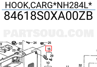 Honda 84618S0XA00ZB HOOK,CARG*NH284L*
