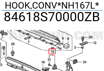 Honda 84618S70000ZB HOOK,CONV*NH167L*