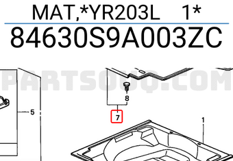 Honda 84630S9A003ZC MAT,*YR203L 1*