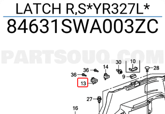 Honda 84631SWA003ZC LATCH R,S*YR327L*