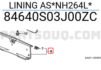 Honda 84640S03J00ZC LINING AS*NH264L*
