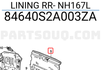 Honda 84640S2A003ZA LINING RR- NH167L