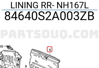 Honda 84640S2A003ZB LINING RR- NH167L