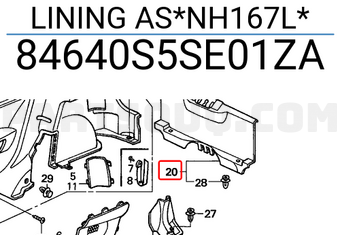 Honda 84640S5SE01ZA LINING AS*NH167L*