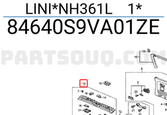 Honda 84640S9VA01ZE LINI*NH361L 1*