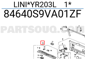 Honda 84640S9VA01ZF LINI*YR203L 1*