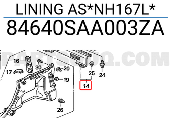 Honda 84640SAA003ZA LINING AS*NH167L*