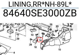 Honda 84640SE3000ZB LINING,RR*NH-89L*