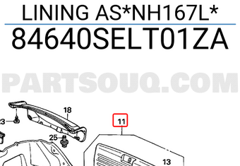 Honda 84640SELT01ZA LINING AS*NH167L*