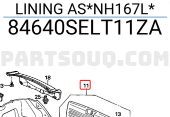 Honda 84640SELT11ZA LINING AS*NH167L*