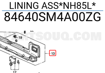 Honda 84640SM4A00ZG LINING ASS*NH85L*
