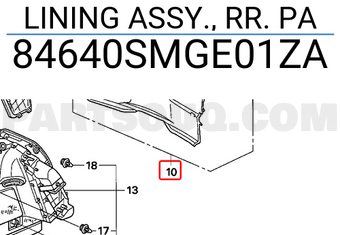 Honda 84640SMGE01ZA LINING ASSY., RR. PA