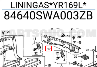 Honda 84640SWA003ZB LININGAS*YR169L*