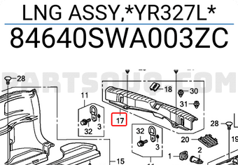Honda 84640SWA003ZC LNG ASSY,*YR327L*