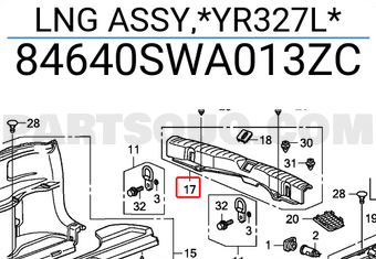 Honda 84640SWA013ZC LNG ASSY,*YR327L*
