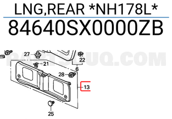 Honda 84640SX0000ZB LNG,REAR *NH178L*