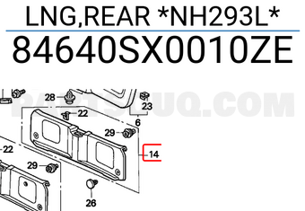 Honda 84640SX0010ZE LNG,REAR *NH293L*