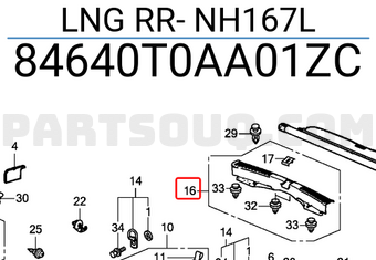 Honda 84640T0AA01ZC LNG RR- NH167L