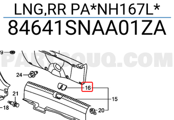 Honda 84641SNAA01ZA LNG,RR PA*NH167L*