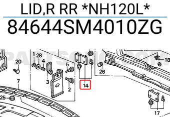 Honda 84644SM4010ZG LID,R RR *NH120L*