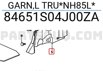 Honda 84651S04J00ZA GARN,L TRU*NH85L*