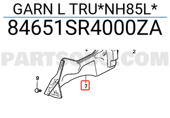 Honda 84651SR4000ZA GARN L TRU*NH85L*