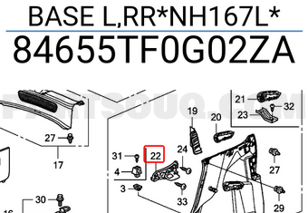 Honda 84655TF0G02ZA BASE L,RR*NH167L*