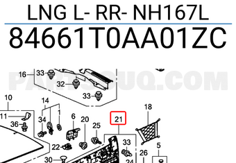 Honda 84661T0AA01ZC LNG L- RR- NH167L