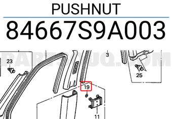 Honda 84667S9A003 PUSHNUT