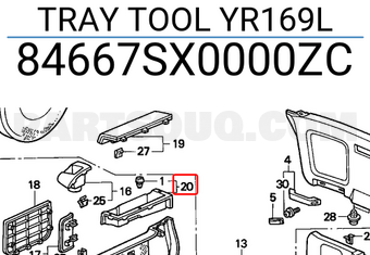Honda 84667SX0000ZC TRAY TOOL YR169L