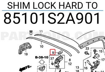 Honda 85101S2A901 SHIM LOCK HARD TO