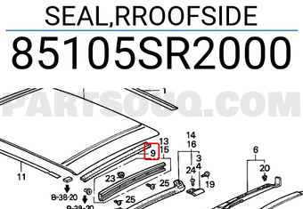 Honda 85105SR2000 SEAL,RROOFSIDE