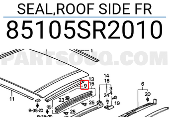 Honda 85105SR2010 SEAL,ROOF SIDE FR