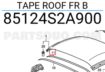 Honda 85124S2A900 TAPE ROOF FR B
