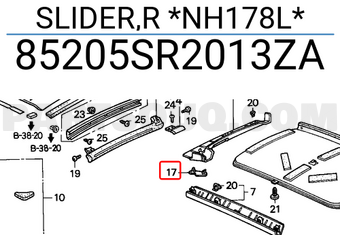 Honda 85205SR2013ZA SLIDER,R *NH178L*