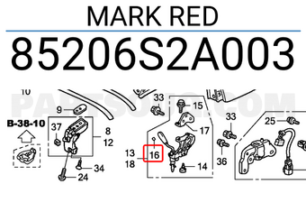 Honda 85206S2A003 MARK RED