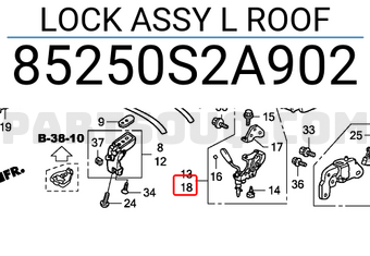 Honda 85250S2A902 LOCK ASSY L ROOF