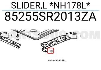 Honda 85255SR2013ZA SLIDER,L *NH178L*