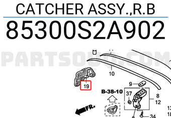 Honda 85300S2A902 CATCHER ASSY.,R.B