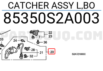 Honda 85350S2A003 CATCHER ASSY L,BO